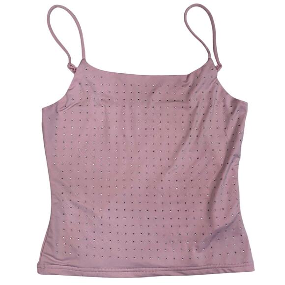 Charlotte Russe Tops - Pink Rhinestone Cami Tank Top Women's Small Y2K Barbiecore Festival Layering